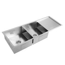 Stainless Steel Kitchen Sink 111X45CM Under/Topmount Laundry Double Bowl Silver