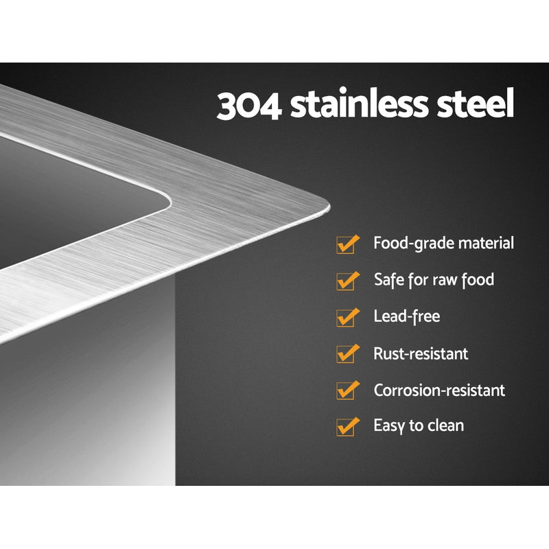 Stainless Steel Kitchen Sink 111X45CM Under/Topmount Laundry Double Bowl Silver