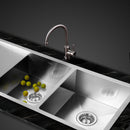 Stainless Steel Kitchen Sink 111X45CM Under/Topmount Laundry Double Bowl Silver