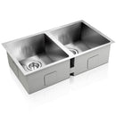 Stainless Steel Kitchen Sink 770X450MM Under/Topmount Laundry Double Bowl Silver
