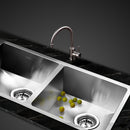 Stainless Steel Kitchen Sink 770X450MM Under/Topmount Laundry Double Bowl Silver