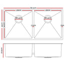 Stainless Steel Kitchen Sink 865X440MM Under/Topmount Laundry Double Bowl Silver