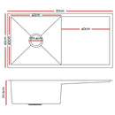 Stainless Steel Kitchen Sink 870X450MM Under/Topmount Sinks Laundry Bowl Silver