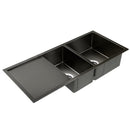 Stainless Steel Kitchen Sink 100X45CM Under/Topmount Laundry Double Bowl Black