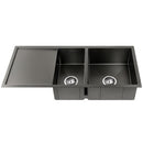 Stainless Steel Kitchen Sink 100X45CM Under/Topmount Laundry Double Bowl Black