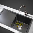 Stainless Steel Kitchen Sink 750X450MM Under/Topmount Sinks Laundry Bowl Black