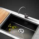 Stainless Steel Kitchen Sink 600X450MM Under/Topmount Sinks Laundry Bowl Black