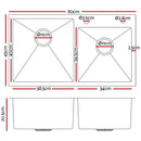Stainless Steel Kitchen Sink 800X450MM Under/Topmount Laundry Double Bowl Silver