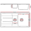 Stone Kitchen Sink 1000X500MM Granite Under/Topmount Basin Double Bowl Black