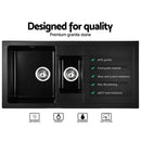 Stone Kitchen Sink 1000X500MM Granite Under/Topmount Basin Double Bowl Black