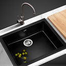 Stone Kitchen Sink 460X410MM Granite Under/Topmount Basin Bowl Laundry Black
