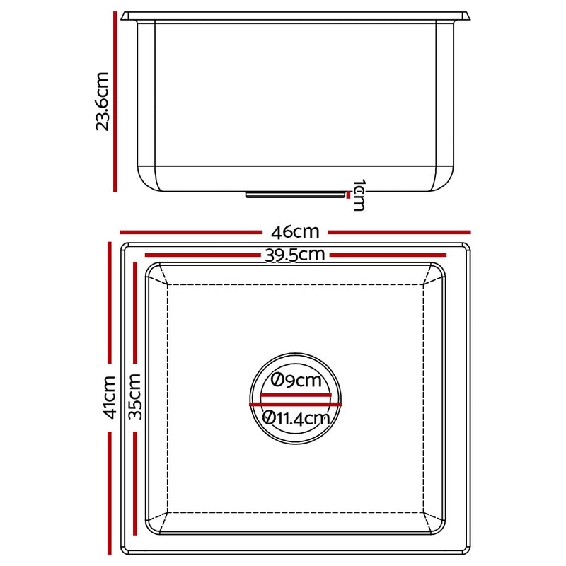 Stone Kitchen Sink 460X410MM Granite Under/Topmount Basin Bowl Laundry White
