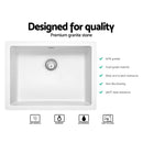 Stone Kitchen Sink 610X470MM Granite Under/Topmount Basin Bowl Laundry White