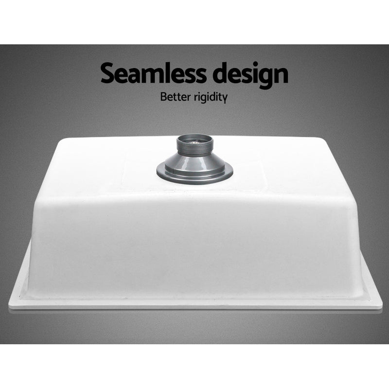 Stone Kitchen Sink 610X470MM Granite Under/Topmount Basin Bowl Laundry White