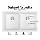 Stone Kitchen Sink 790X460MM Granite Under/Topmount Basin Double Bowl White