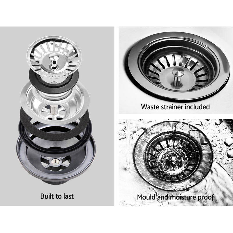 Stone Kitchen Sink 790X460MM Granite Under/Topmount Basin Double Bowl White
