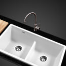 Stone Kitchen Sink 790X460MM Granite Under/Topmount Basin Double Bowl White