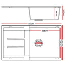 Stone Kitchen Sink 860X500MM Granite Under/Topmount Basin Bowl Laundry Black