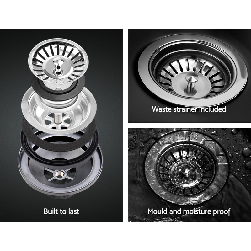 Stone Kitchen Sink 860X500MM Granite Under/Topmount Basin Bowl Laundry Black