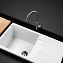 Stone Kitchen Sink 855X500MM Granite Under/Topmount Basin Bowl Laundry White