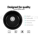 Stone Kitchen Sink Round 430MM Granite Under/Topmount Basin Bowl Laundry Black