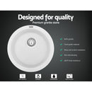 Stone Kitchen Sink Round 430MM Granite Under/Topmount Basin Bowl Laundry White