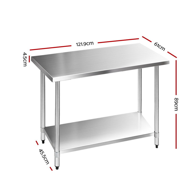 610 x 1219mm Commercial Stainless Steel Kitchen Bench