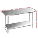1524 x 762mm Commercial Stainless Steel Kitchen Bench