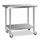 430 Stainless Steel Kitchen Benches Work Bench Food Prep Table with Wheels 1219MM x 610MM