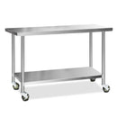 430 Stainless Steel Kitchen Benches Work Bench Food Prep Table with Wheels 1524MM x 610MM