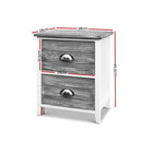 2x Bedside Table Nightstands 2 Drawers Storage Cabinet Bedroom Side Grey