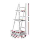 Display Shelf 3 Tier Wooden Ladder Stand Storage Book Shelves Rack White