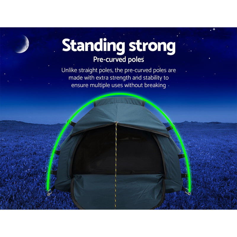 Weisshorn Biker Swag Single Camping Swags Navy Water Resistant Ripstop Canvas