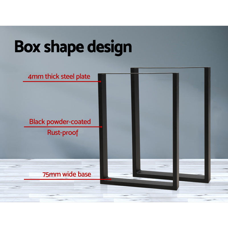 2x Coffee Dining Steel Table Legs 71x50CM Industrial Vintage Bench Metal Box