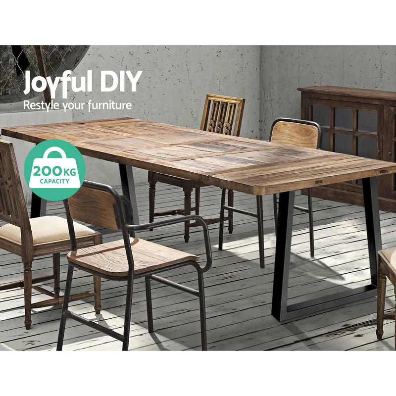 2x Coffee Dining Table Legs 71x65/90CM Industrial Vintage Bench Metal Trapezoid