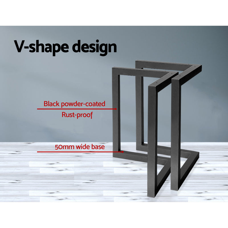 2x Coffee Dining Table Legs 71x70CM Steel Industrial Vintage Bench Metal