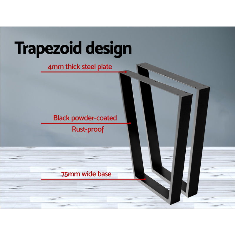 2x Coffee Dining Table Legs 71x65/40CM Industrial Vintage Bench Metal Trapezoid