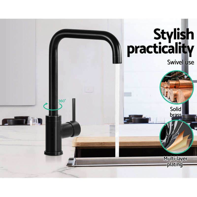 Mixer Kitchen Faucet Tap Swivel Spout  Black