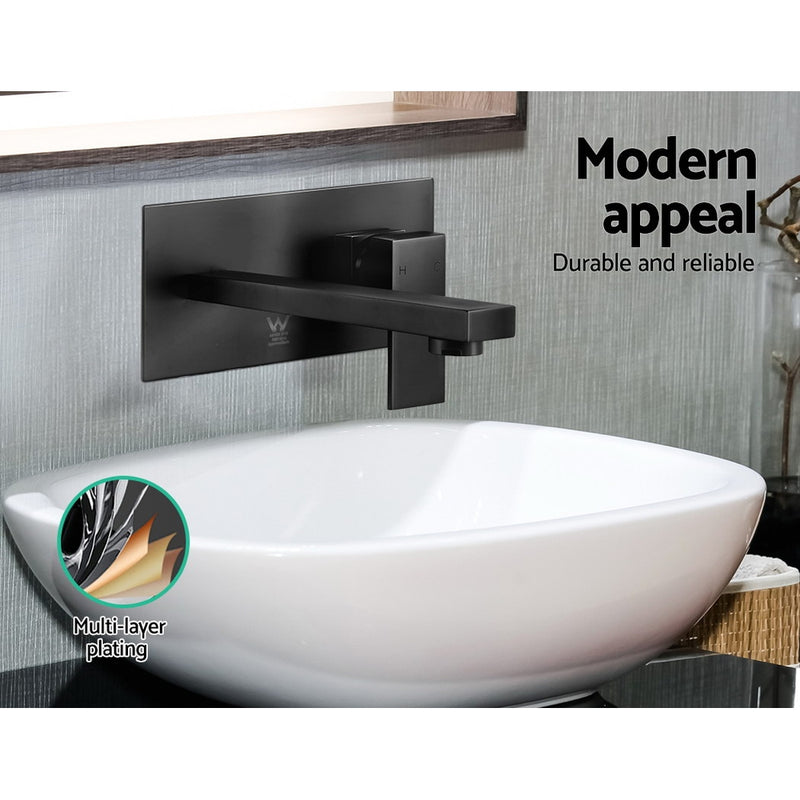 Bathroom Tap Wall Square Black Basin Mixer Taps Vanity Brass Faucet