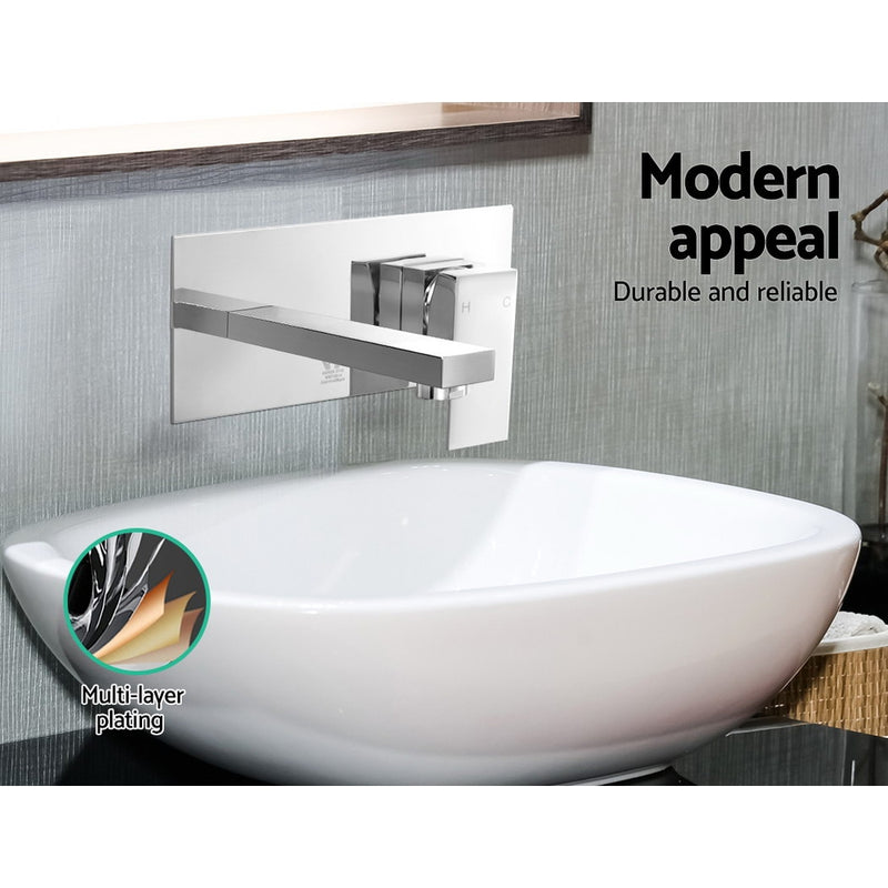 Bathroom Tap Wall Square Silver Basin Mixer Taps Vanity Brass Faucet