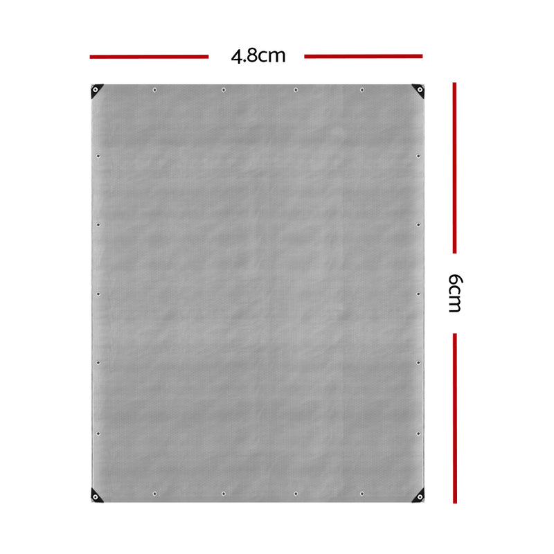 Instahut 4.8x6m Tarp Camping Tarps Poly Tarpaulin Heavy Duty Cover 180gsm Silver