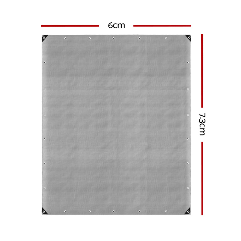 Instahut 6x7.3m Tarp Camping Tarps Poly Tarpaulin Heavy Duty Cover 180gsm Silver