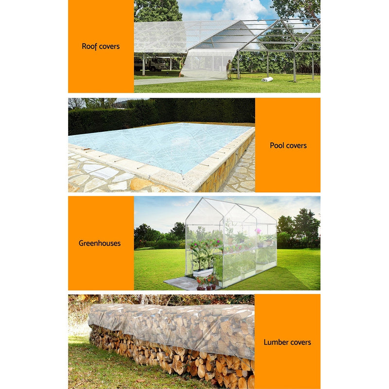 4x5m Tarp Camping Tarps Poly Tarpaulin Heavy Duty Cover 135gsm Clear