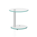 Side Coffee Table Bedside Furniture Oval Tempered Glass Top 2 Tier
