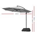 3M Umbrella with 50x50cm Base Outdoor Umbrellas Cantilever Sun Stand UV Garden Grey