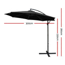 3M Cantilevered Outdoor Umbrella - Black