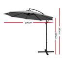 3M Outdoor Furniture Garden Umbrella Charcoal