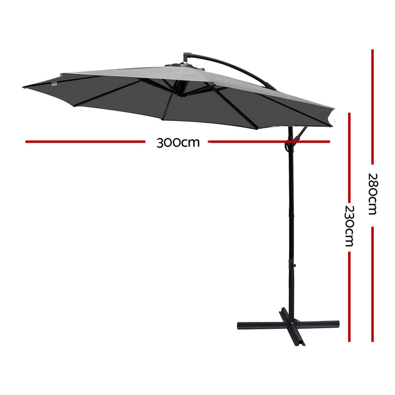 3M Outdoor Furniture Garden Umbrella Charcoal