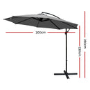 3M Outdoor Furniture Garden Umbrella Grey