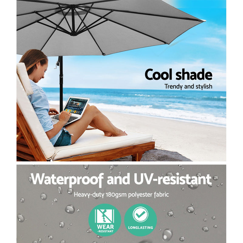 3M Outdoor Furniture Garden Umbrella Grey